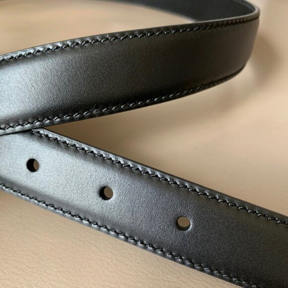 Celine Triomphe Black Belt with Silver Logo Buckle - Picture 5 of 6